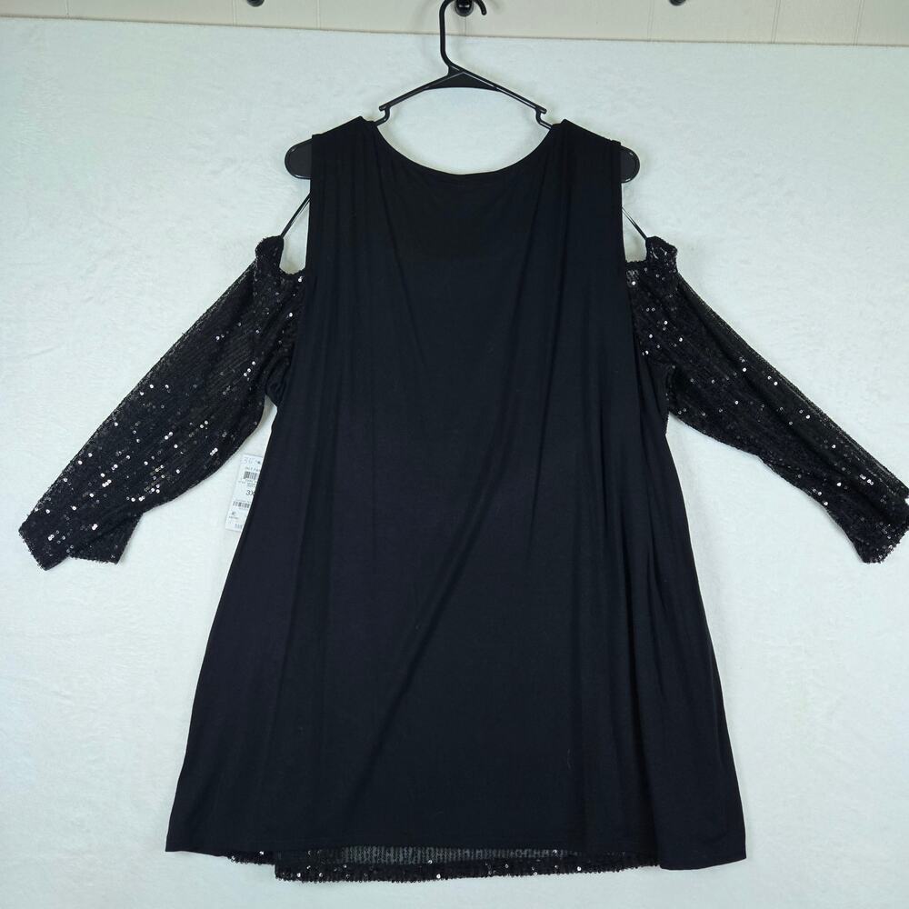 JM Collection Sequin Cold Shoulder Womens Top 3XL 0666 - Picture 7 of 9